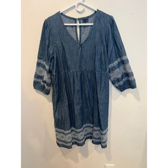 J.Jill Denim Dress with lace pattern - Picture 2 of 6